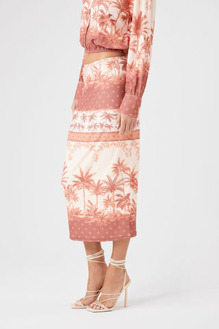 Tropical Print Midi Skirt