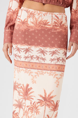 Tropical Print Midi Skirt