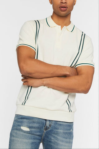 Striped-Trim Polo Shirt