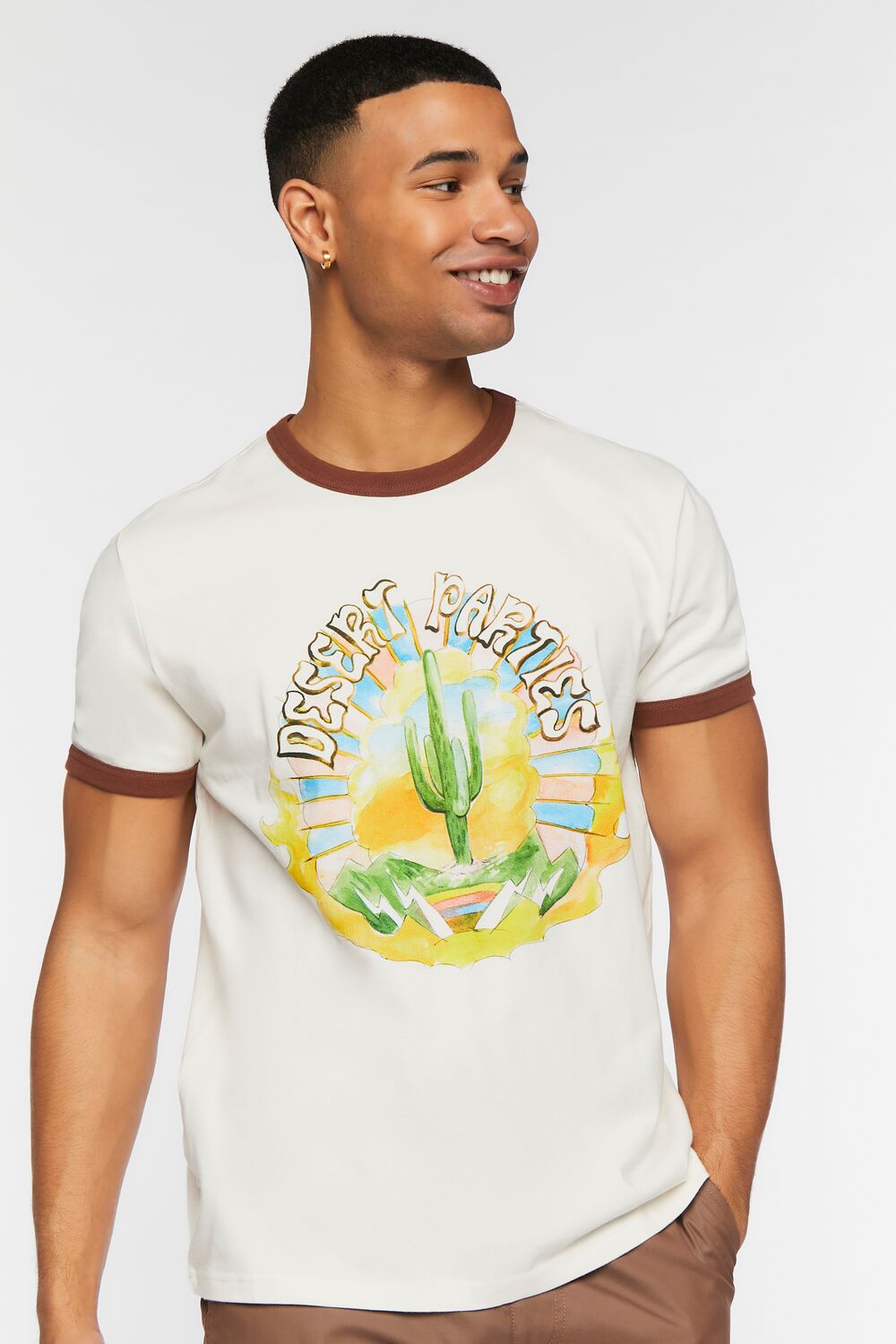  Forever 21 Desert Parties Graphic Ringer Tee - cream multi - Bonton