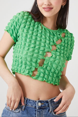 Textured Cutout Crop Top