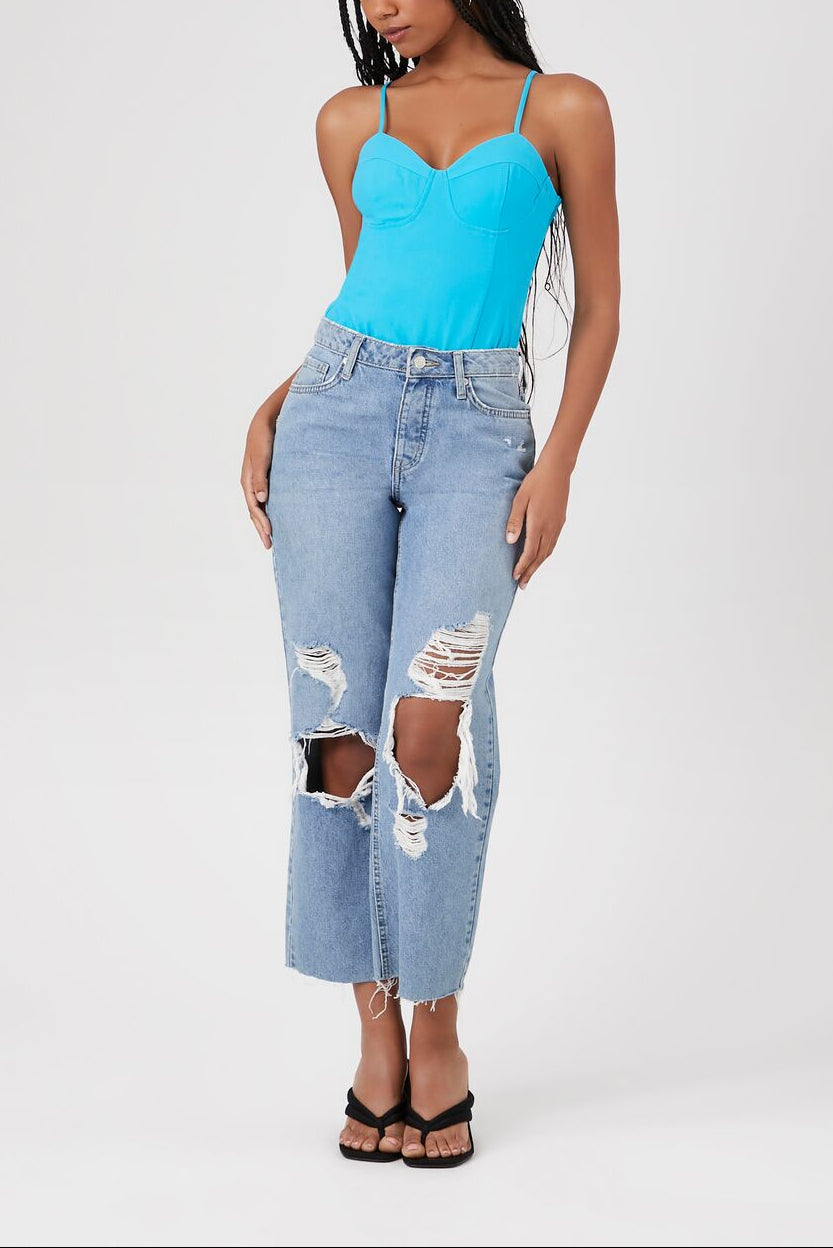  Forever 21 Satin Bustier Sweetheart Bodysuit - marina - Bonton