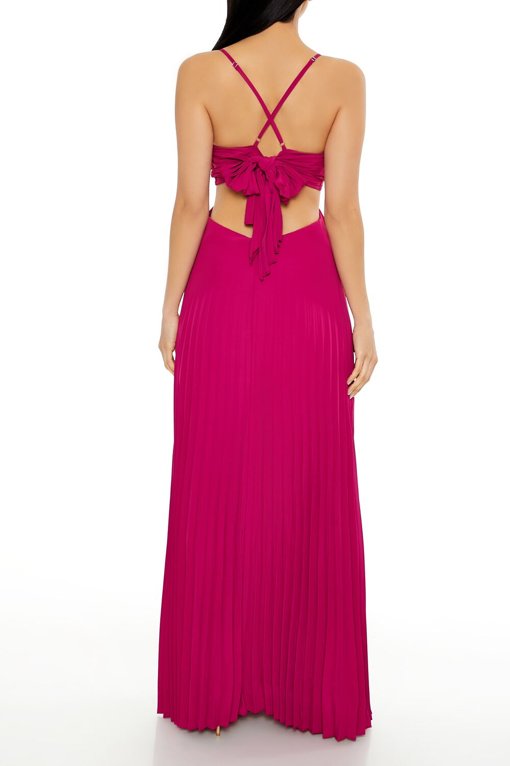  Forever 21 Pleated Cutout Maxi Dress - magenta - Bonton