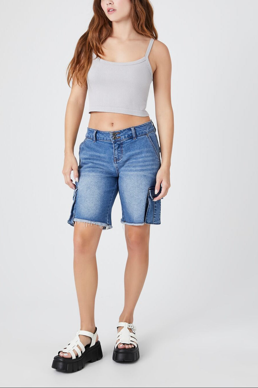  Forever 21 Seamless Mineral Wash Cropped Cami - grey - Bonton
