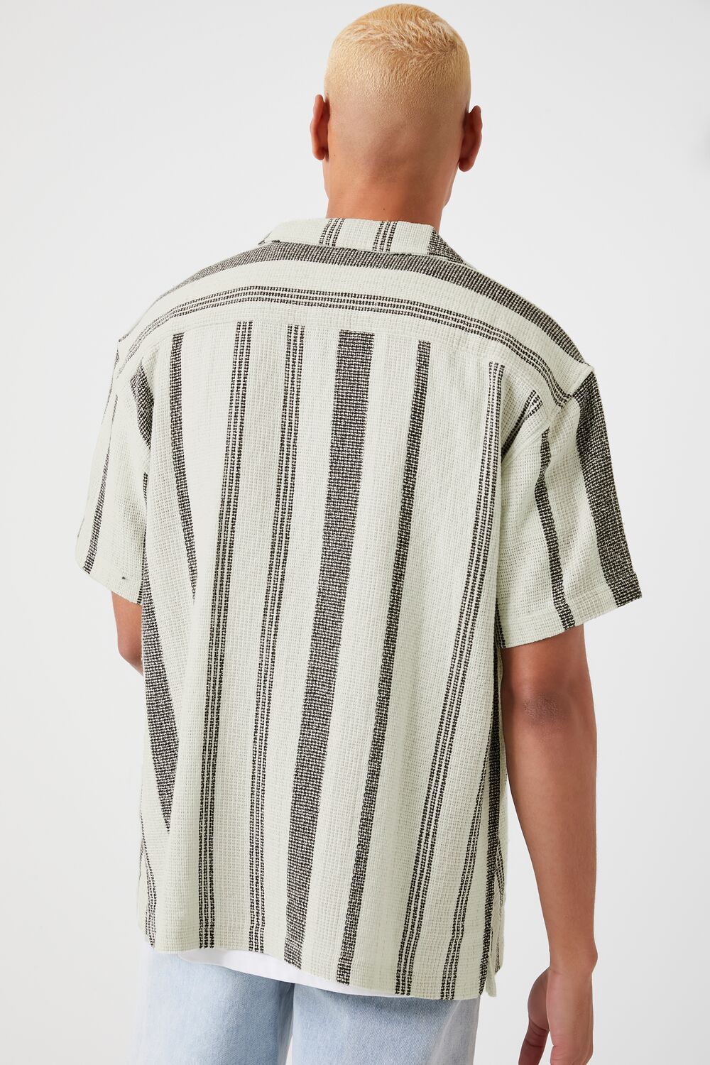  Forever 21 Striped Short-Sleeve Shirt - black white - Bonton