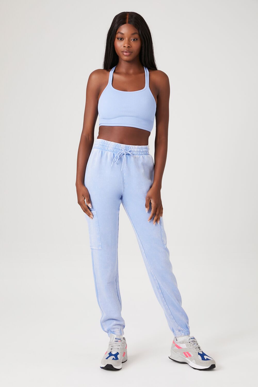  Forever 21 Seamless Strappy Sports Bra - blue moon - Bonton