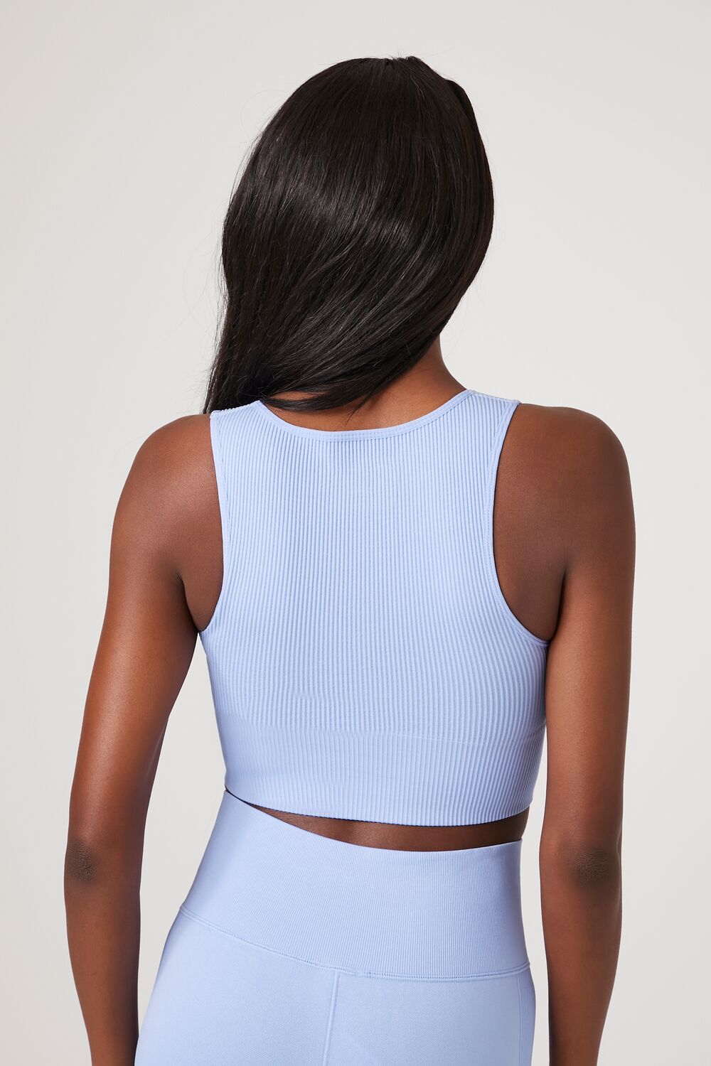  Forever 21 Seamless Ribbed Sports Bra - blue moon - Bonton