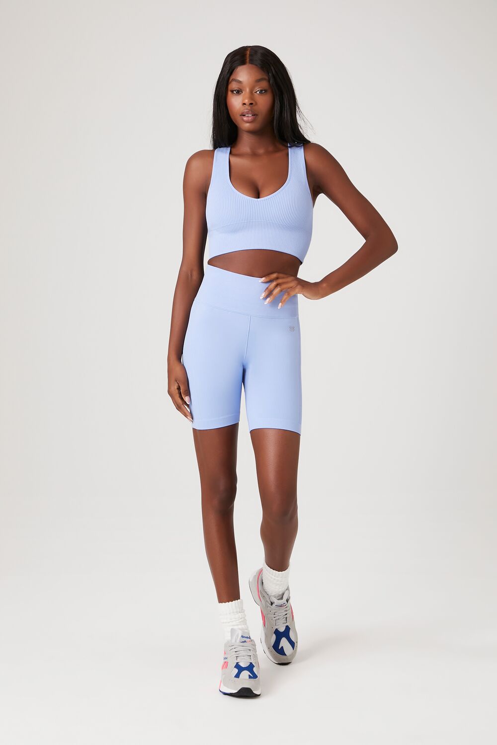  Forever 21 Seamless Ribbed Sports Bra - blue moon - Bonton