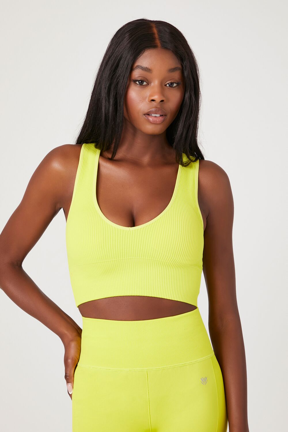  Forever 21 Seamless Ribbed Sports Bra - blue moon - Bonton