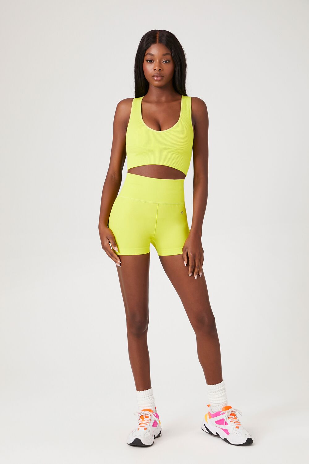  Forever 21 Seamless Ribbed Sports Bra - blue moon - Bonton