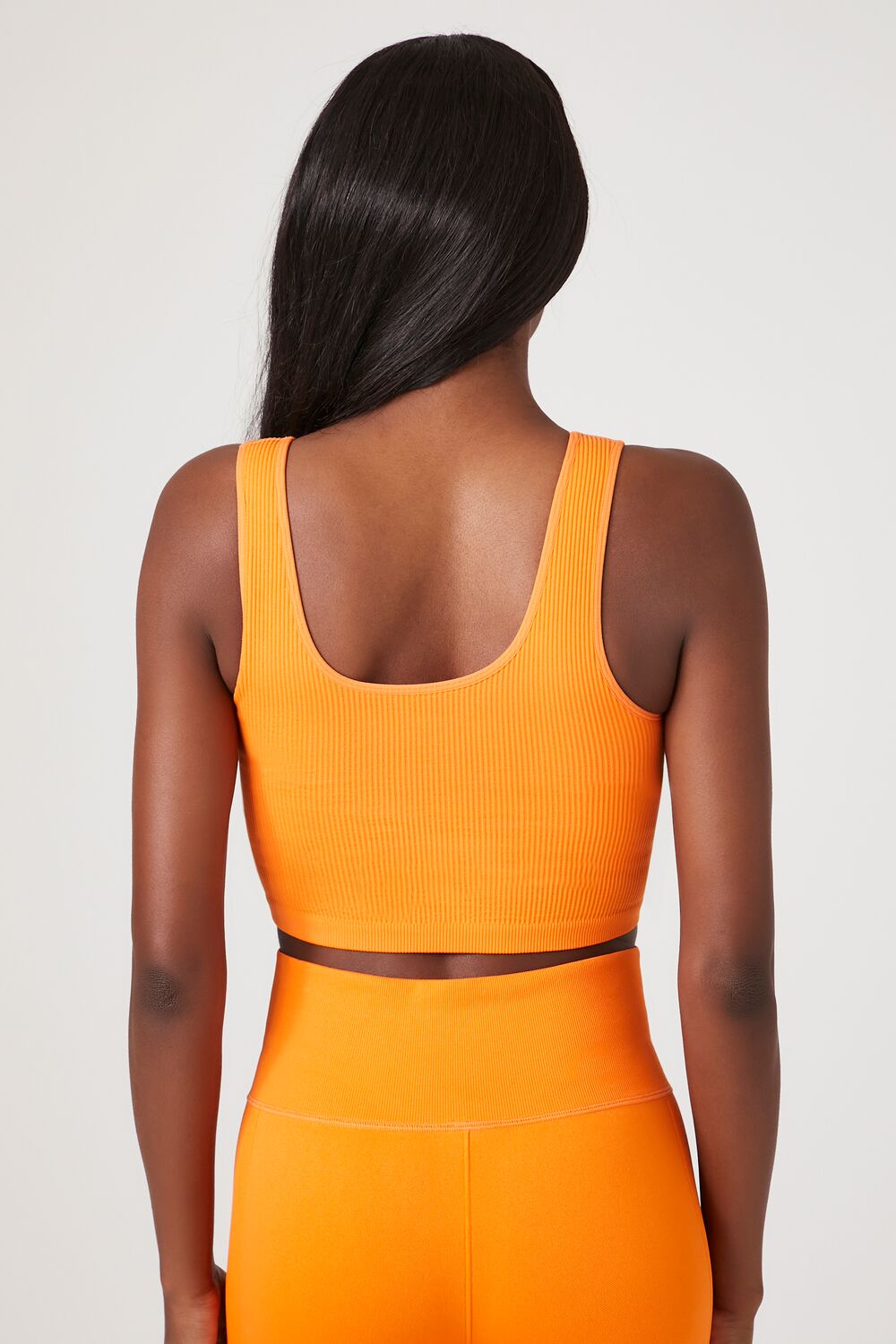  Forever 21 Seamless Ribbed Sports Bra - neon orange - Bonton
