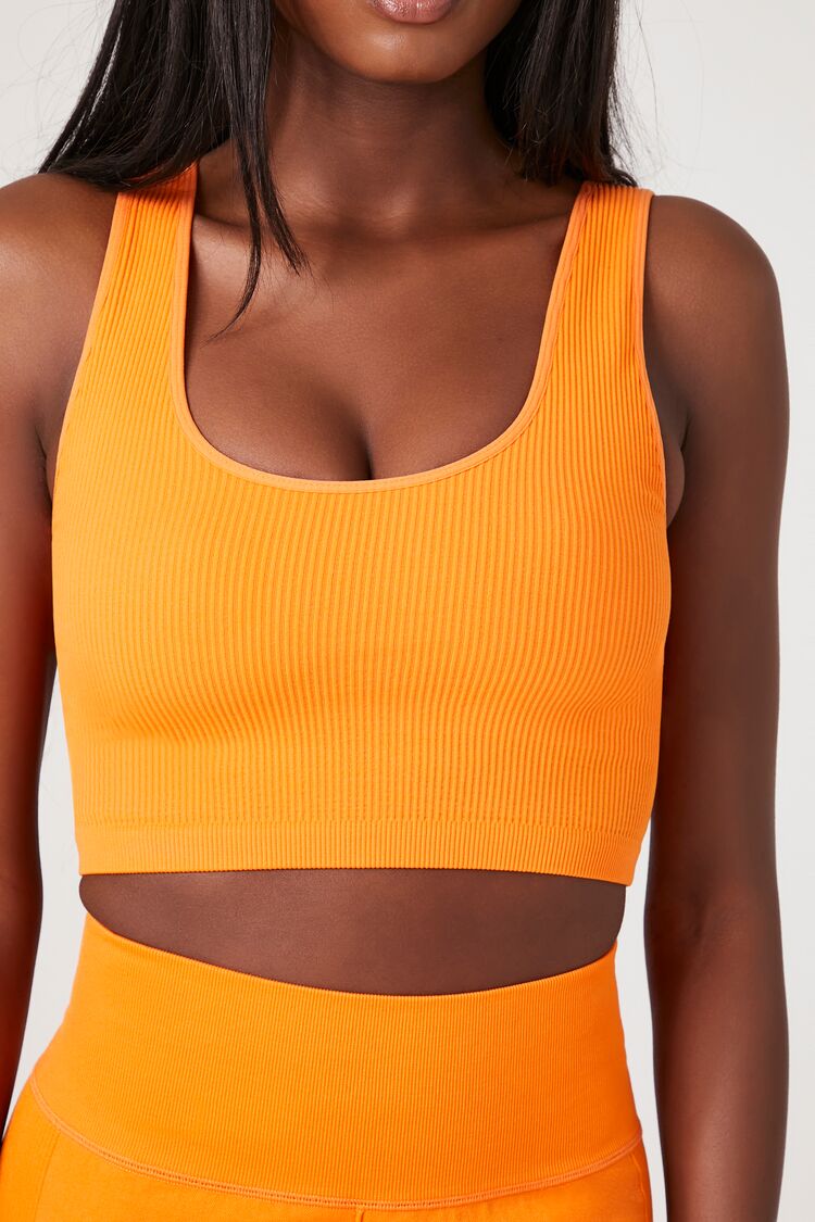  Forever 21 Seamless Ribbed Sports Bra - neon orange - Bonton