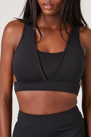 Perforated V-Neck Sports Bra