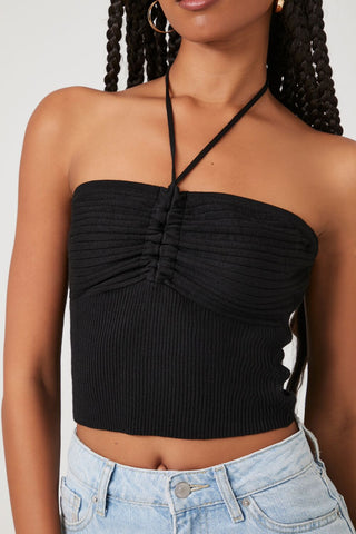 Sweater-Knit Halter Crop Top
