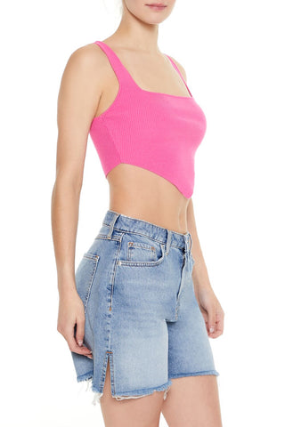 Ribbed Sweater-Knit Crop Top