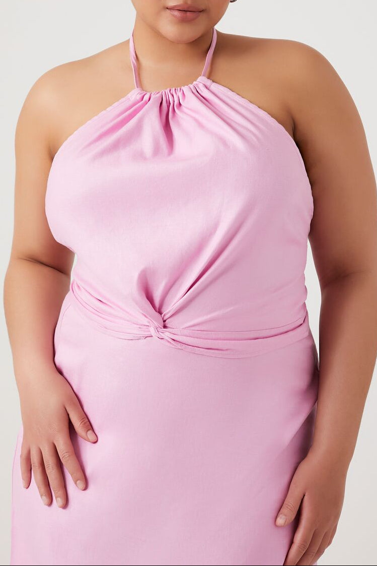  Forever 21 Plus Size Knotted Halter Top - dawn pink - Bonton
