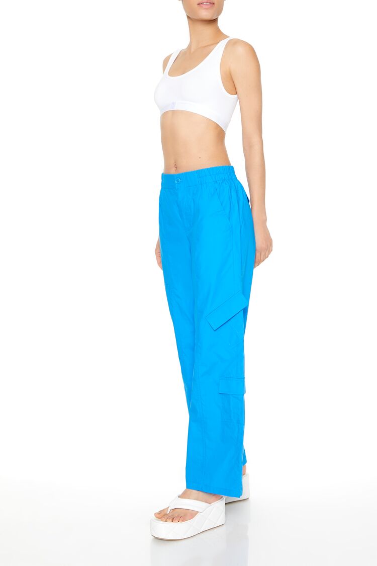  Forever 21 Mid-Rise Straight-Leg Cargo Pants - white - Bonton