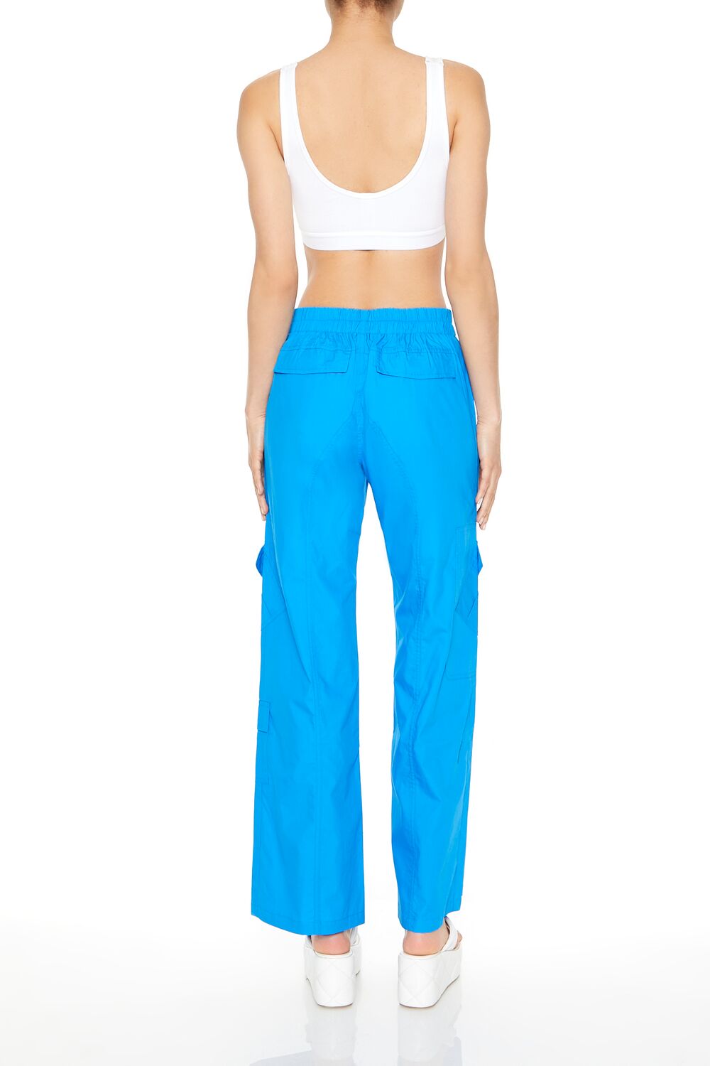  Forever 21 Mid-Rise Straight-Leg Cargo Pants - white - Bonton