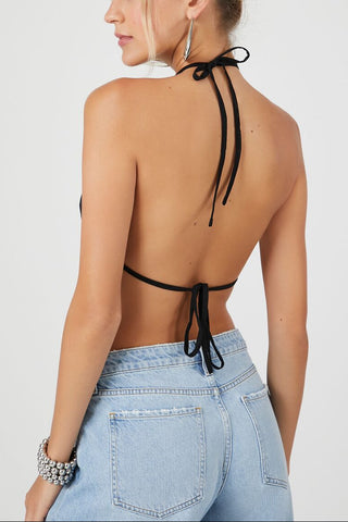Mesh Open-Back Halter Top
