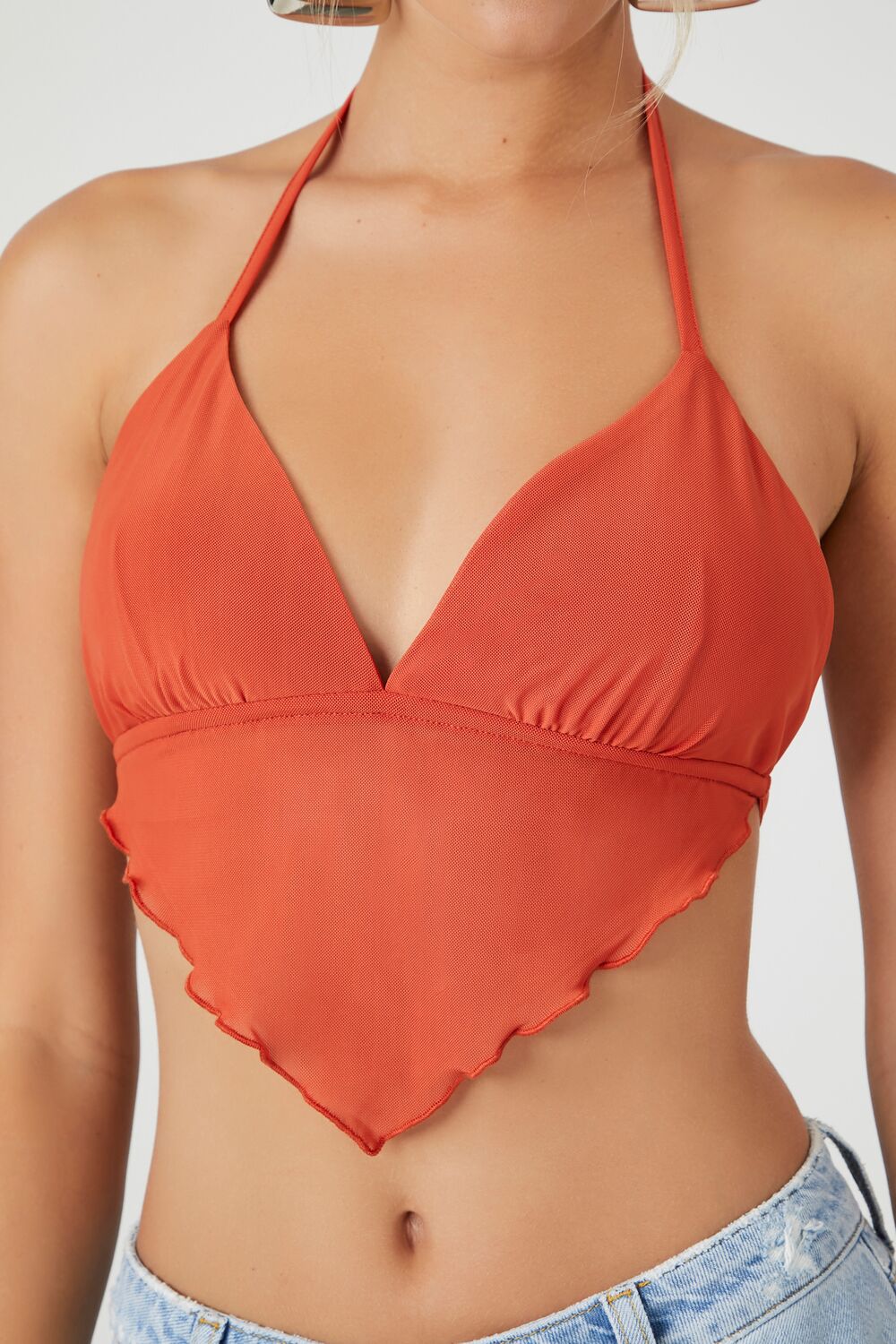  Forever 21 Mesh Open-Back Halter Top - black - Bonton