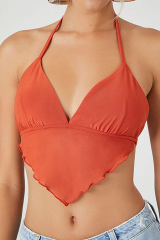 Mesh Open-Back Halter Top