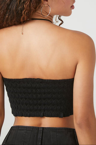 Sweater-Knit Chevron Cropped Tube Top