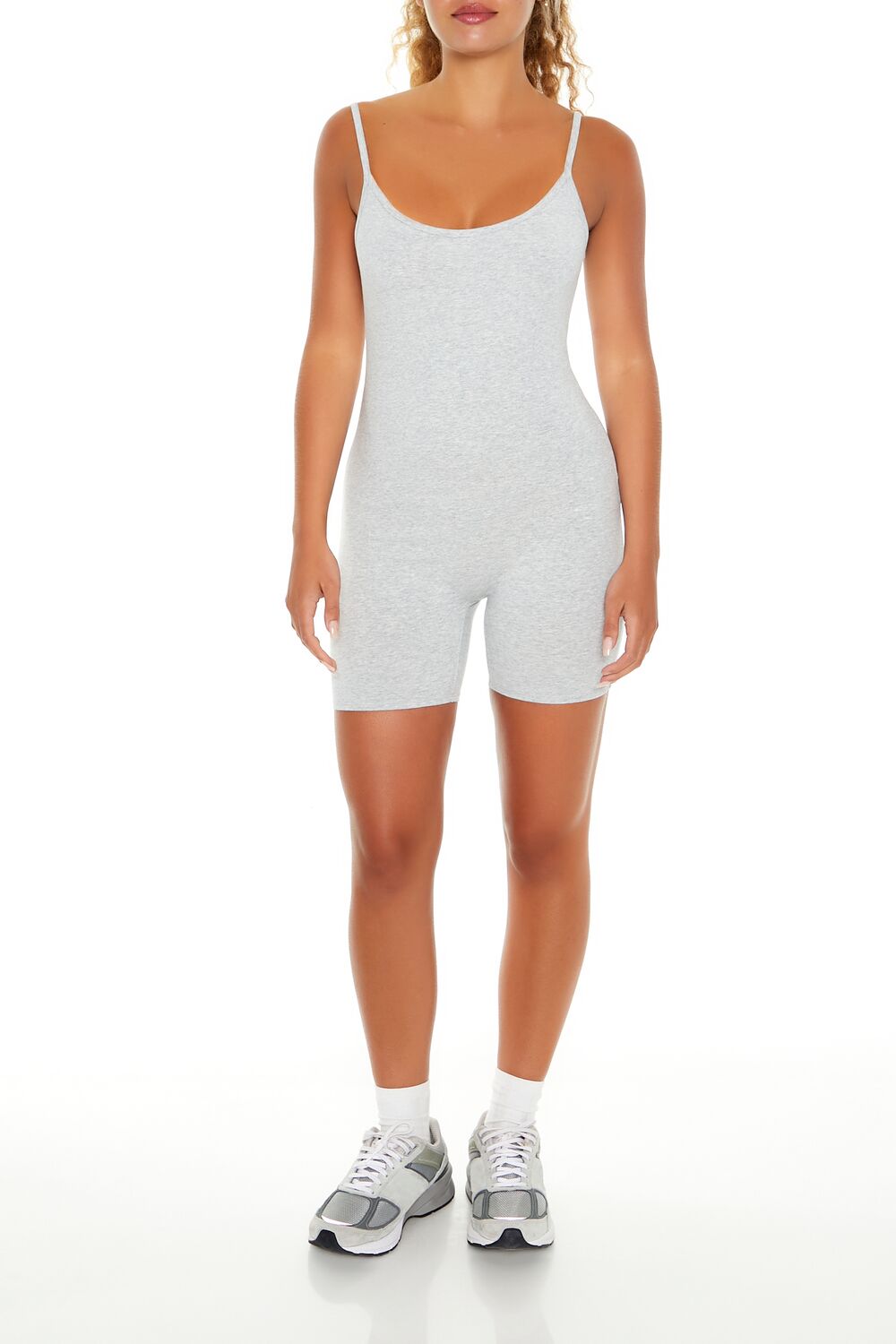  Forever 21 Fitted Scoop-Neck Romper - heather-grey - Bonton