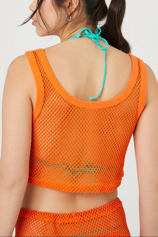Sheer Netted Cropped Tank Top