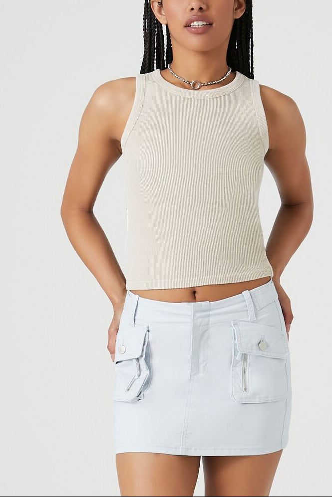  Forever 21 Twill Cargo Mini Skirt - blue - Bonton