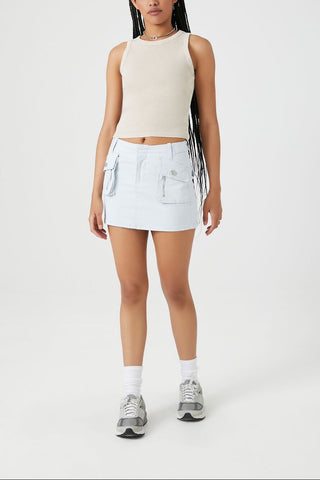 Twill Cargo Mini Skirt