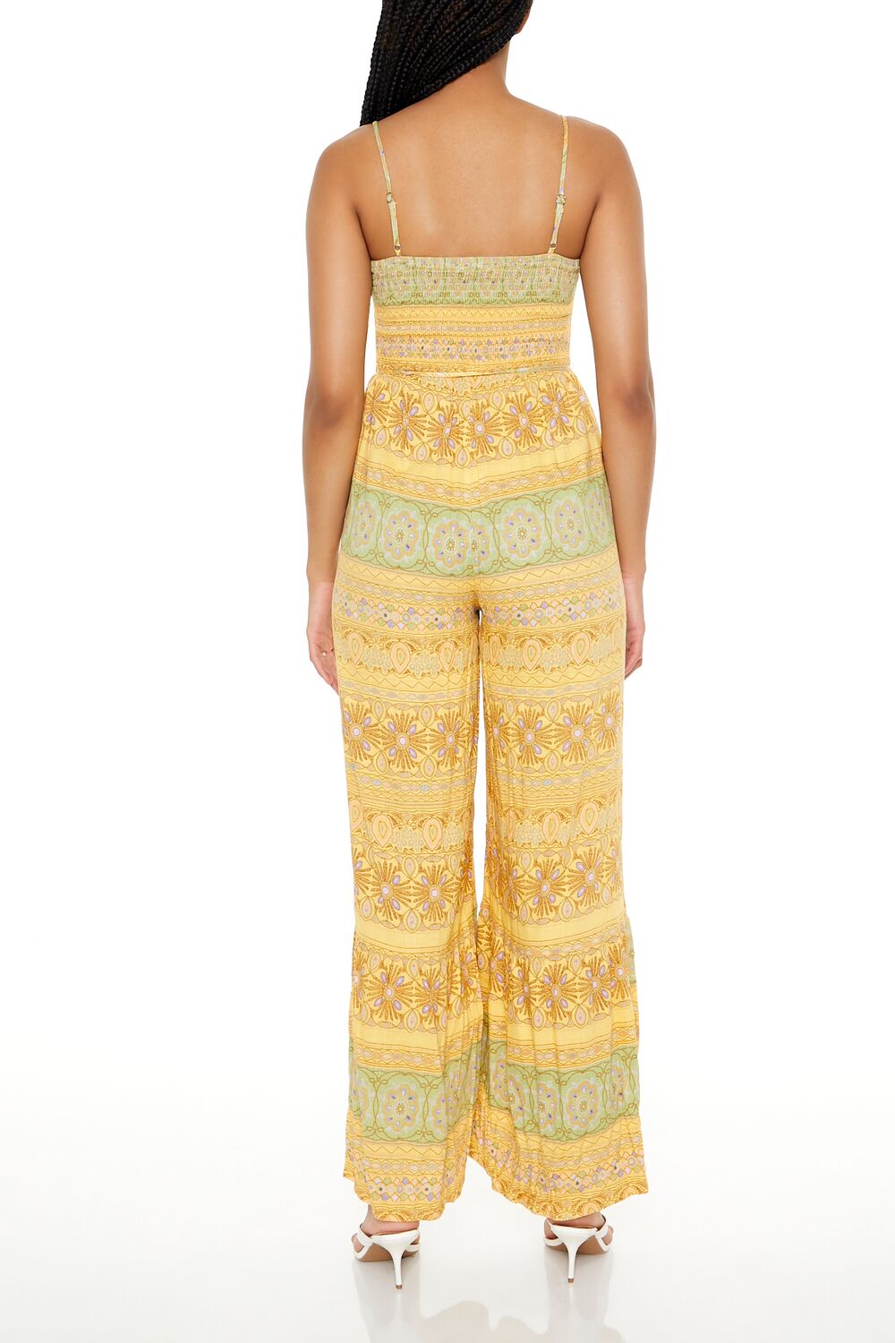  Forever 21 Striped Ornate Print Cami Jumpsuit - green-multi - Bonton