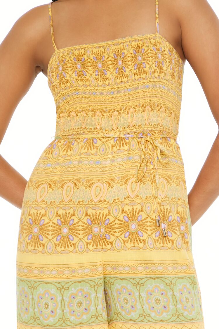  Forever 21 Striped Ornate Print Cami Jumpsuit - green-multi - Bonton