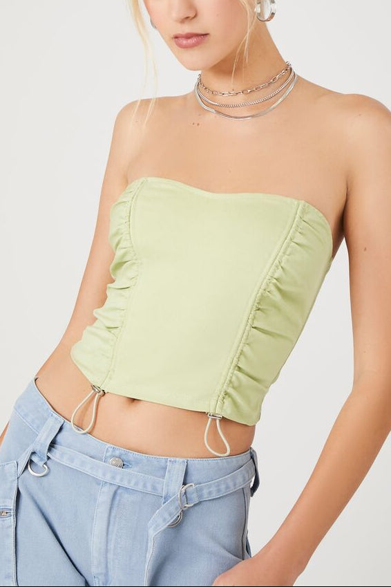  Forever 21 Toggle Drawstring Tube Top - wild lime - Bonton
