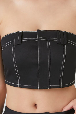 Super Cropped Button-Front Tube Top