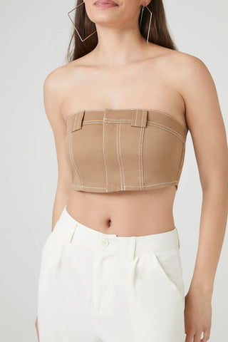 Super Cropped Button-Front Tube Top