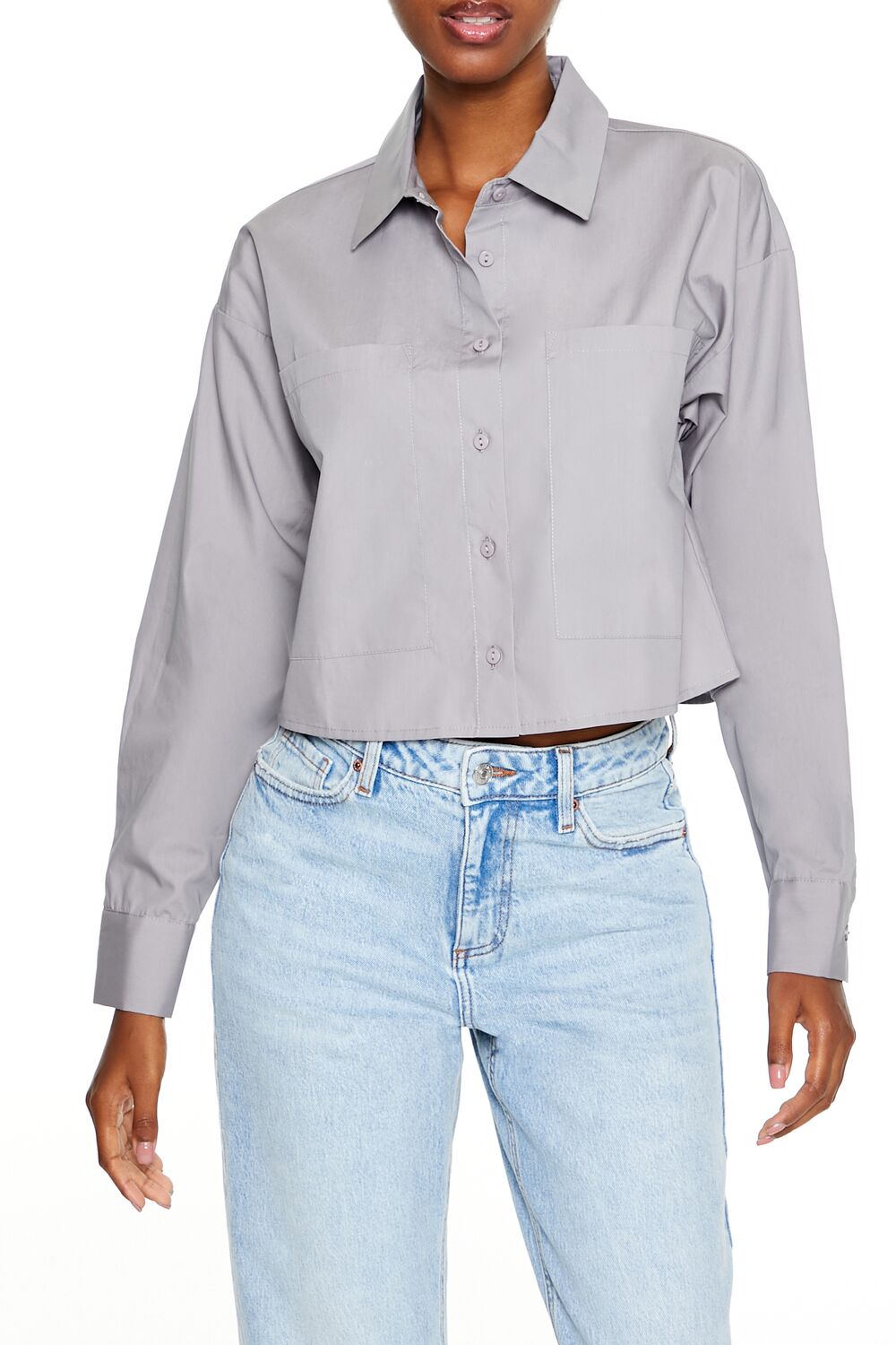  Forever 21 Cotton Long-Sleeve Shirt - grey - Bonton