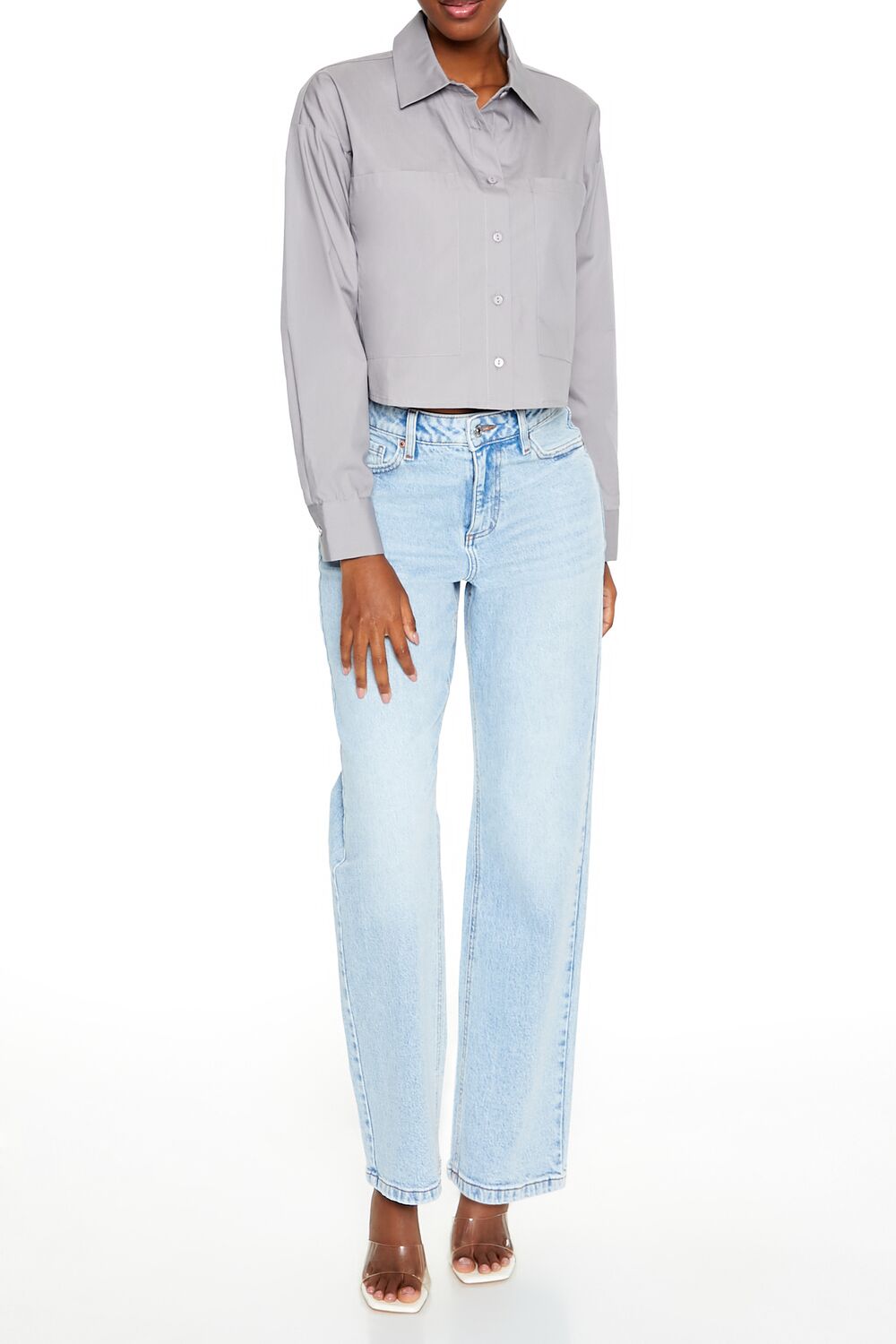  Forever 21 Cotton Long-Sleeve Shirt - grey - Bonton