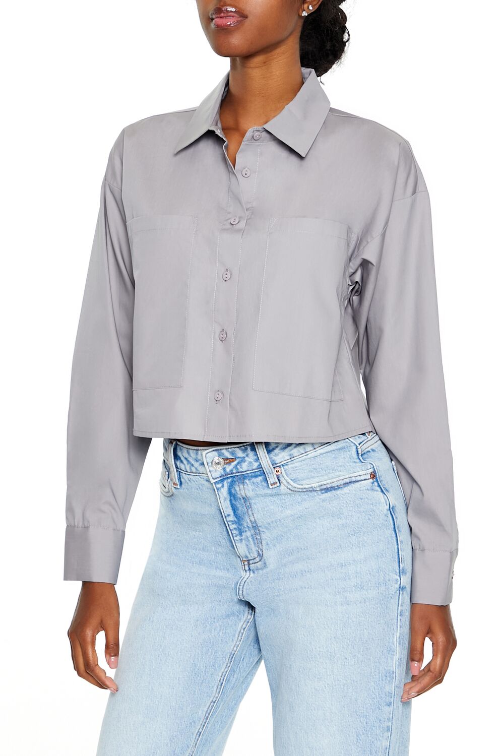  Forever 21 Cotton Long-Sleeve Shirt - grey - Bonton