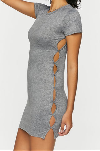 Short-Sleeve Cutout Mini Dress