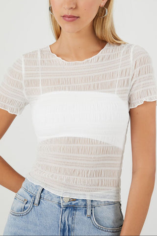 Sheer Mesh Lettuce-Edge Tee