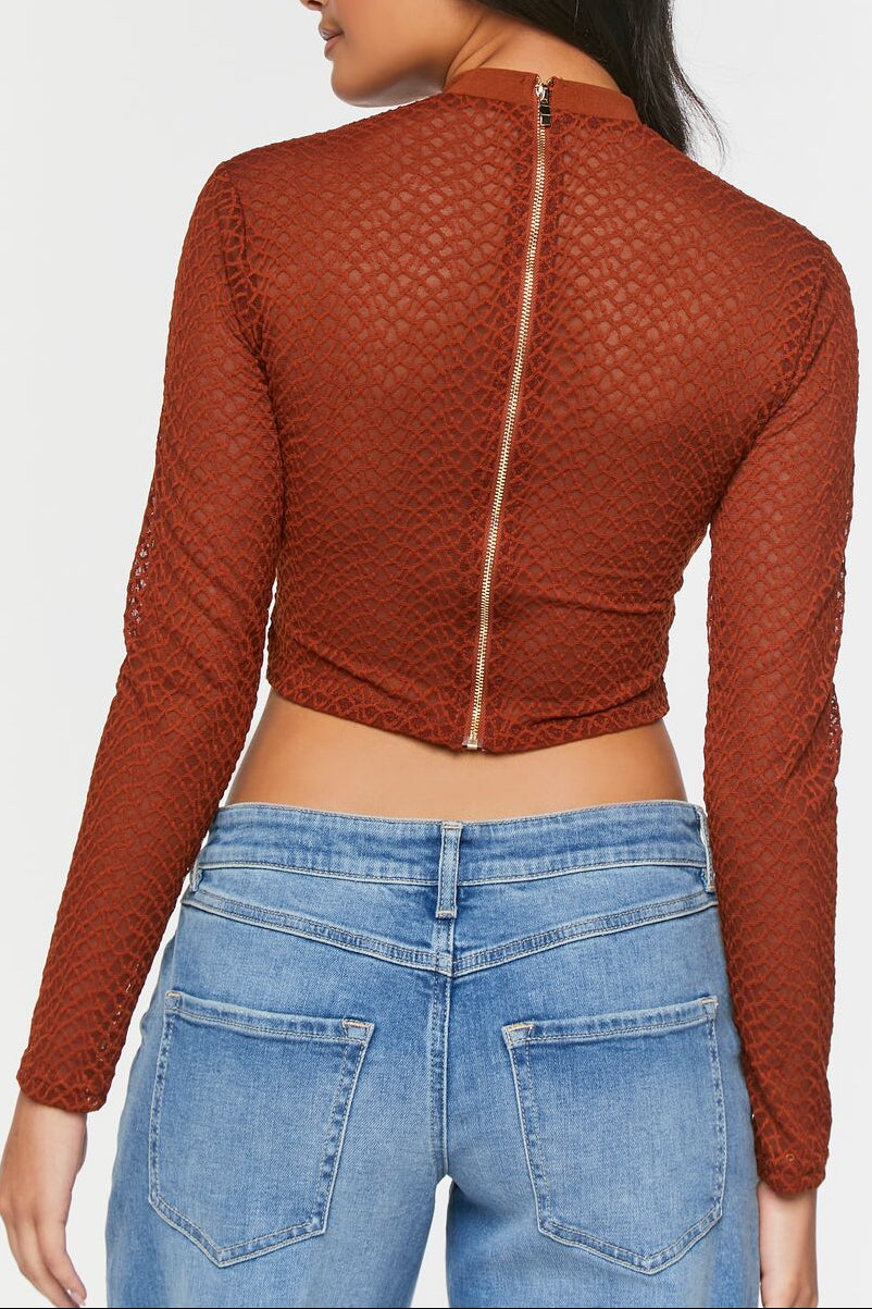  Forever 21 Netted Mesh Bustier Top - brown - Bonton