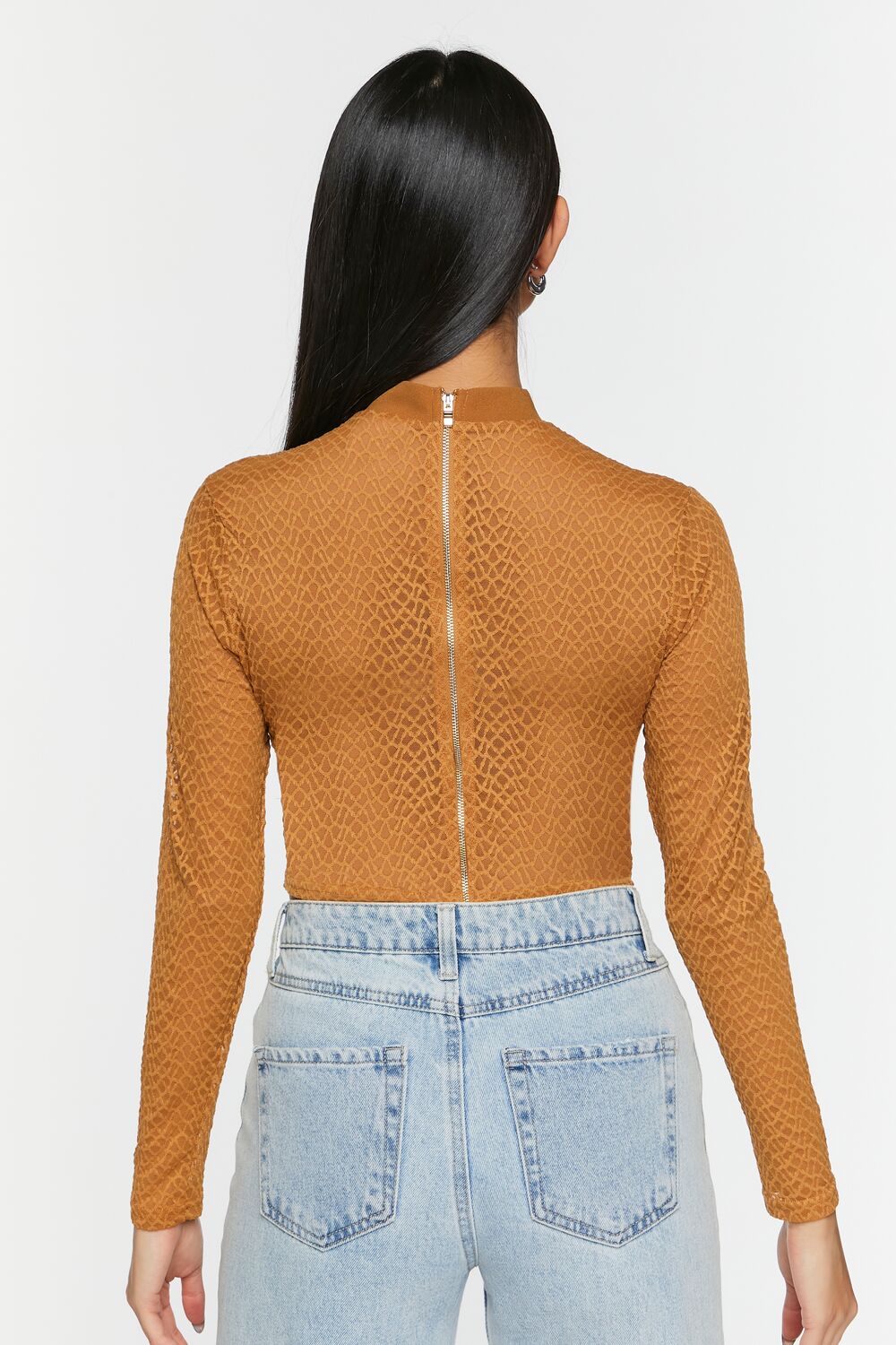  Forever 21 Netted Mesh Bustier Top - brown - Bonton