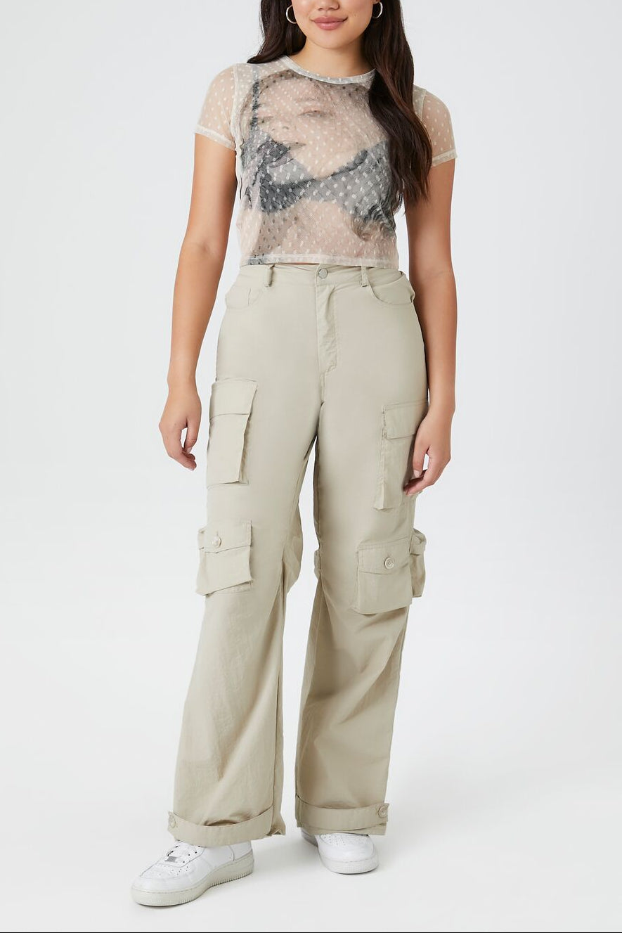  Forever 21 Mesh Graphic Baby Tee - tan multi - Bonton