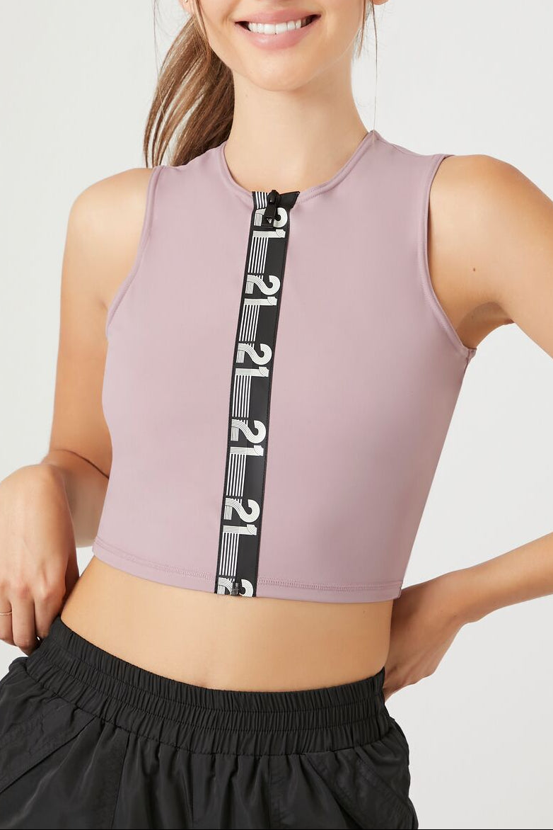  Forever 21 Active 21 Graphic Crop Top - purple - Bonton