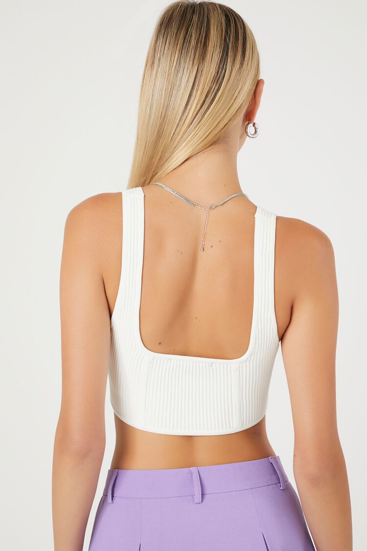  Forever 21 Sweater-Knit Crop Top - white - Bonton