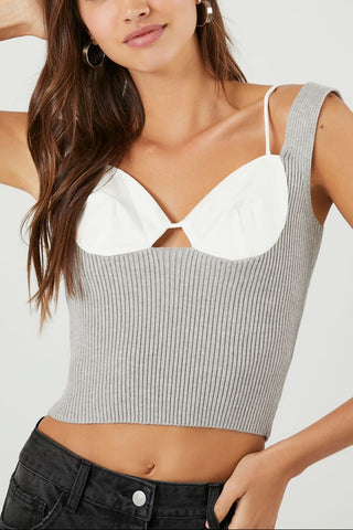 Sweater-Knit Combo Tank Top