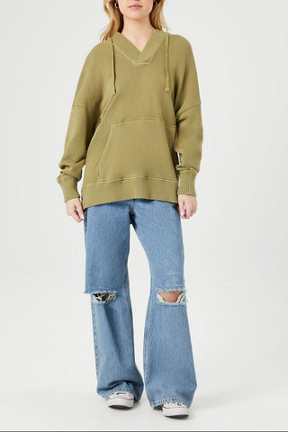 French Terry Drop-Sleeve Hoodie