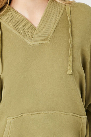 French Terry Drop-Sleeve Hoodie