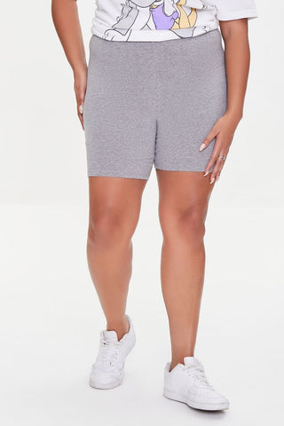 Plus Size Basic Cotton Biker Shorts