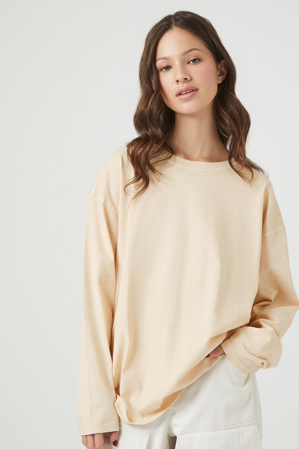  Forever 21 Oversized Drop-Sleeve Top - beige - Bonton